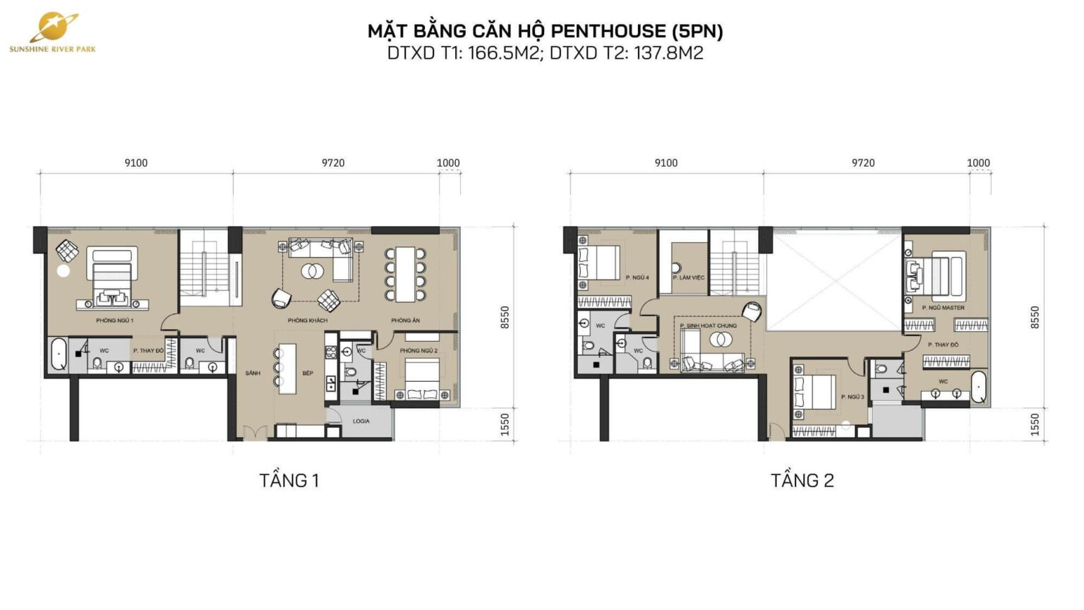 Thiết kế căn hộ Penthouse, Duplex phòng ngủ